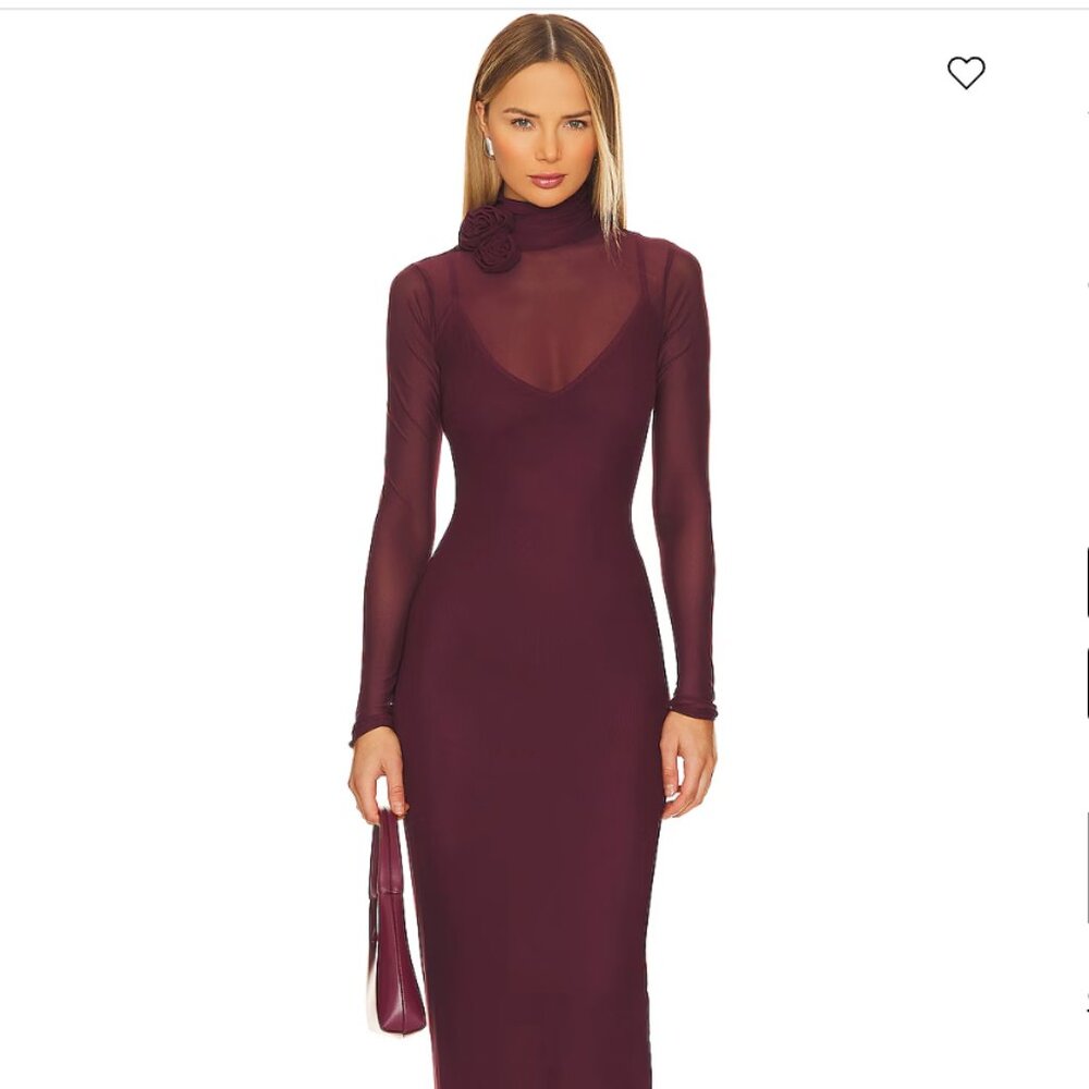 NWOT Revolve AFRM Shailene Mesh Dress XXS in color Fig ( Sold Out Online )